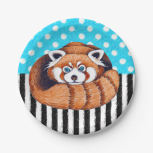 Bärn-Blau-Tupfen des roten Pandas Pappteller