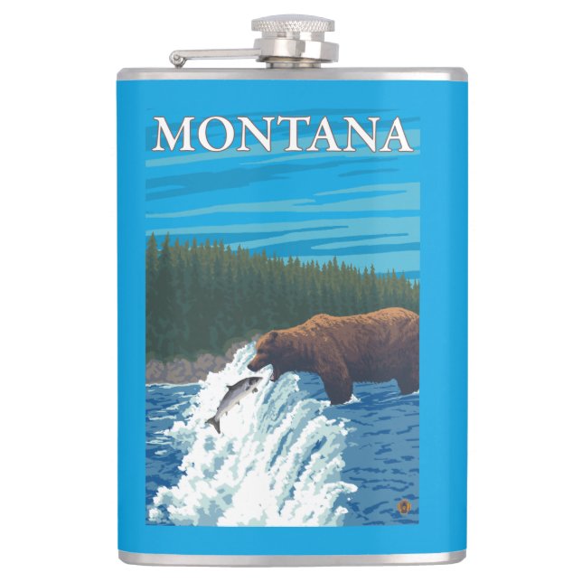 Bärn-Fischen im Fluss- Montana Flachmann (Vorderseite)