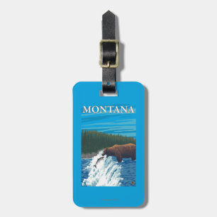 Bärn-Fischen im Fluss- Montana Gepäckanhänger