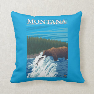Bärn-Fischen im Fluss- Montana Kissen