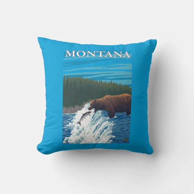 Bärn-Fischen im Fluss- Montana Kissen (Vorderseite)