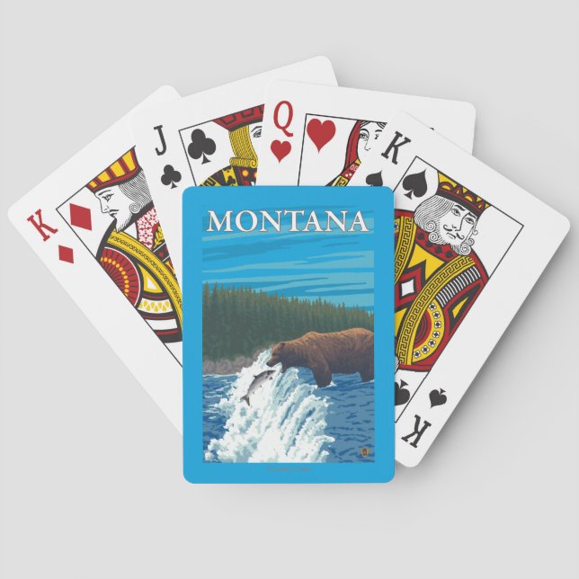 Bärn-Fischen im Fluss- Montana Spielkarten (Rückseite)