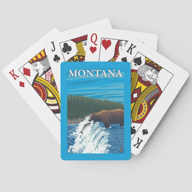 Bärn-Fischen im Fluss- Montana Spielkarten (Rückseite)
