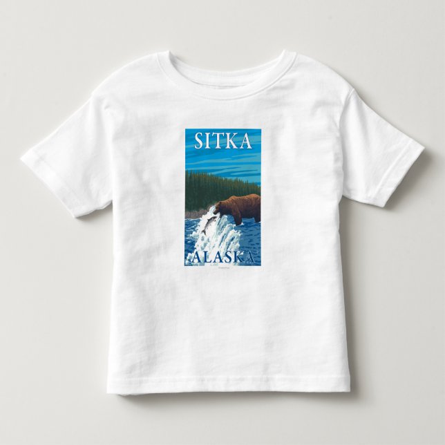 Bärn-Fischen im Fluss- Sitka, Alaska Kleinkind T-shirt (Vorderseite)