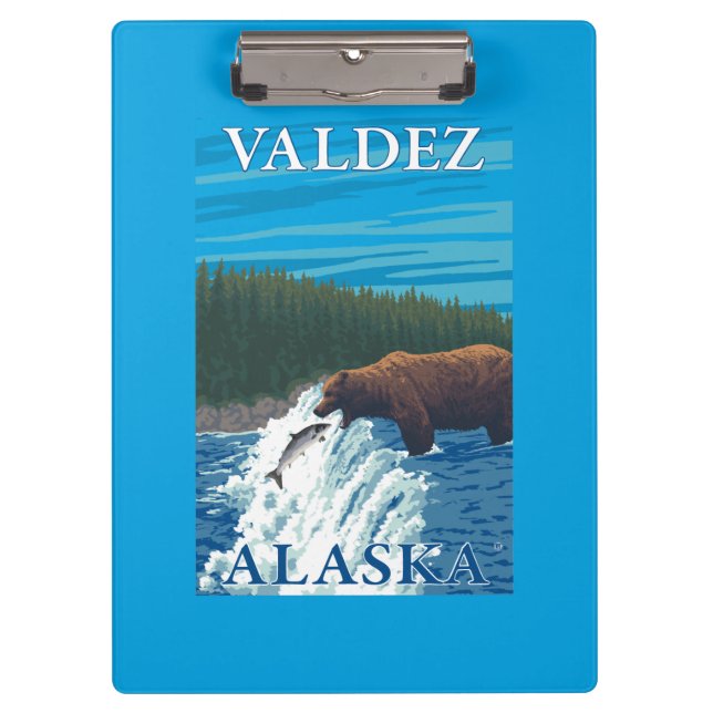 Bärn-Fischen im Fluss- Valdez, Alaska Klemmbrett (Vorderseite)