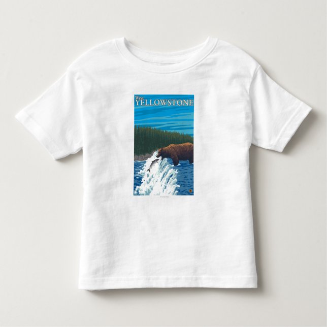 Bärn-Fischen im Fluss- WestYellowstone, M.Ü. Kleinkind T-shirt (Vorderseite)
