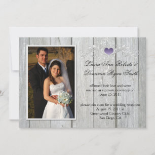 Barn Holz Purple Heart Foto nach der Hochzeit Einladung