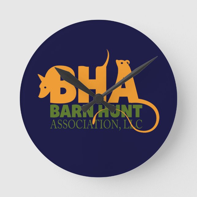 Barn Hunt Association LLC Logo Gear Runde Wanduhr (Vorderseite)