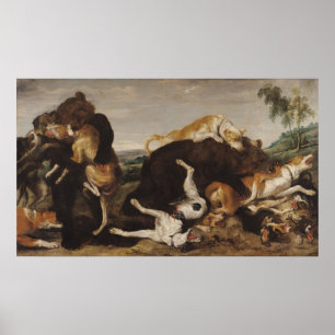Bärn-Jagd oder, Kampf zwischen Hunden und Bären Poster