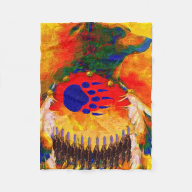 Bärn-Krieger-gebürtiger Amerikaner-Fleece-Decke Fleecedecke (Vorderseite)