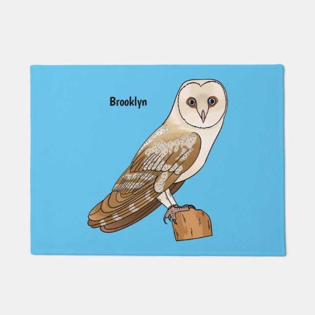 Barn owl bird cartoon illustration fußmatte (Vorderseite)