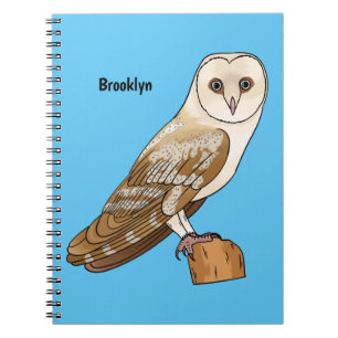 Barn owl bird cartoon illustration notizblock