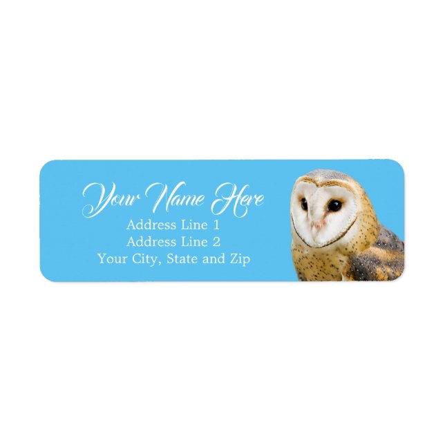 Barn Owl Face Blue Return Address (Vorne)