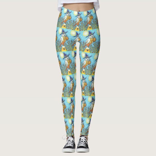 BARN OWL FOLK ART, HALLOWEEN LEGGINGS (Vorderseite)