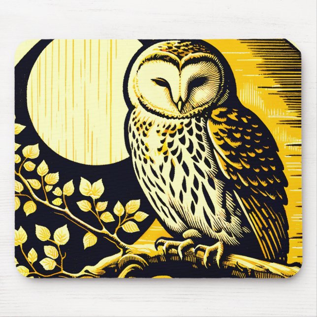Barn Owl Nature Lovers Owls Tree Earth Day Mousepad (Vorne)