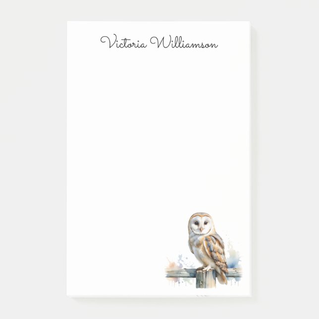 Barn Owl Wildlife Bird of Prey Custom Name Post-it Klebezettel (Vorderseite)