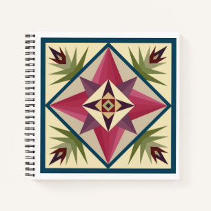 Barn Quilt Block Notebook in Pinks and Purples Notizbuch