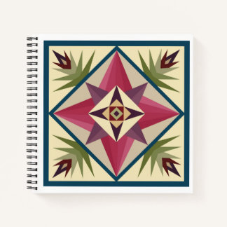 Barn Quilt Block Notebook in Pinks and Purples Notizbuch