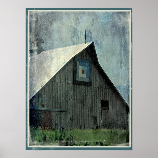 Barn Quilt Grunge Poster (Vorne)