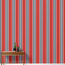 Barn Red & Navy Double Rugby Stripe  Tapete