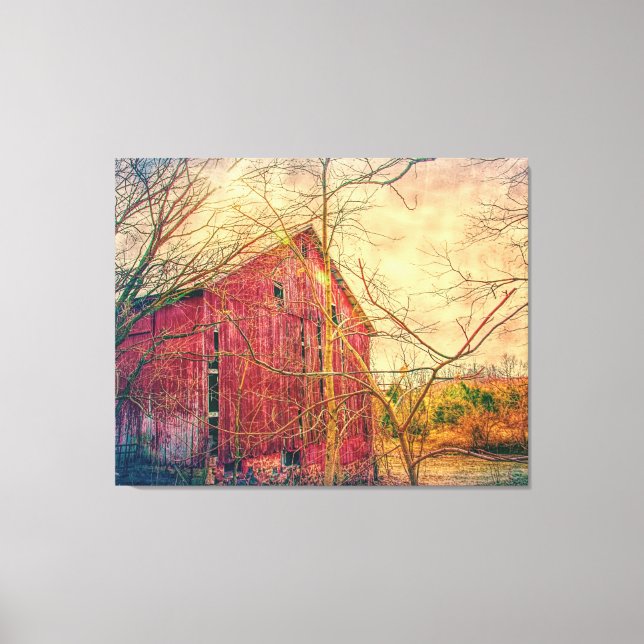BARN RED RUSTIC DRINT AUF STRETCHCHCHENER LEINWAND (Vorderseite)