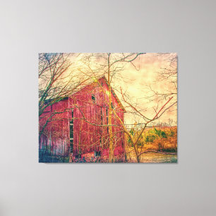 BARN RED RUSTIC DRINT AUF STRETCHCHCHENER LEINWAND