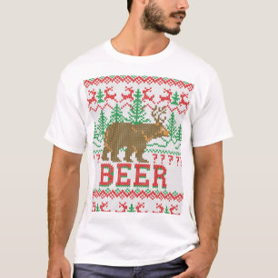 Bärn-Rotwild-oder Bier-Weihnachtspullover-Stricken T-Shirt