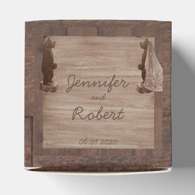 Barn Wood Bears Country Wedding Box Geschenkschachtel (Oben)
