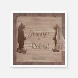 Barn Wood Bears Country Wedding Napkin Serviette