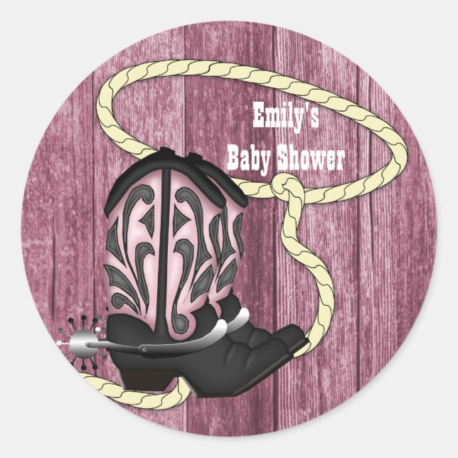 Barn Wood Black Pink Cowboy Boots Cowgirl Stickers (Vorderseite)