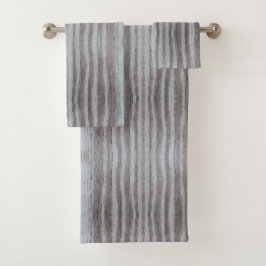 Barn Wood Gray Black Streifen Muster Badhandtuch Set