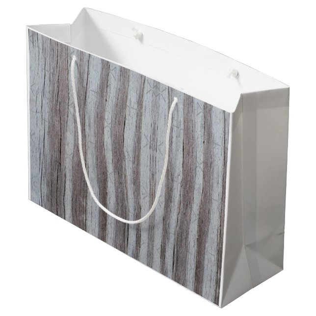 Barn Wood Gray Große Geschenktüte (Rückseite Schrägansicht)