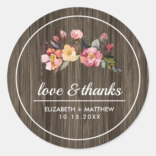 Barn Wood | Hochzeiten im Herbst Blume Runder Aufkleber (Vorderseite)