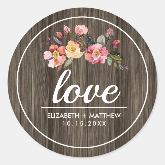 Barn Wood | Hochzeiten im Herbst Blume Runder Aufkleber (Vorderseite)