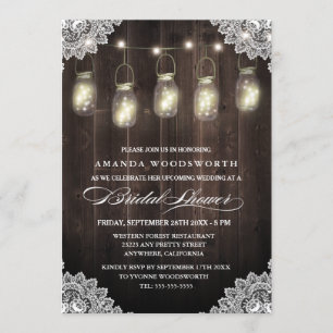 Barn Wood Lace Mason Jar Bridal Einladungen