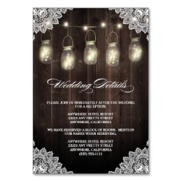 Barn Wood Lace Mason Jar Wedding Karten