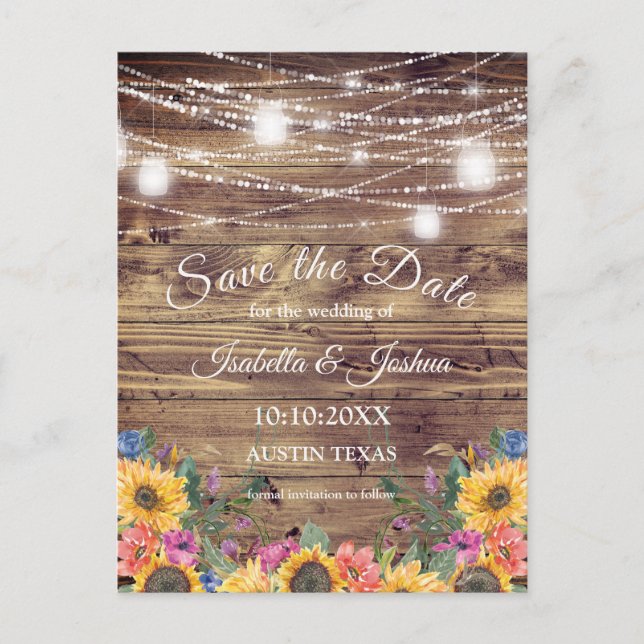 Barn Wood | Leuchtenfolge Save the Date Postkarte (Vorderseite)