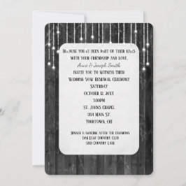 Barn Wood Lights Vow Renewal Invitation