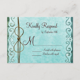 Barn Wood Papier Vintage Mariage Turquoise Cartes 