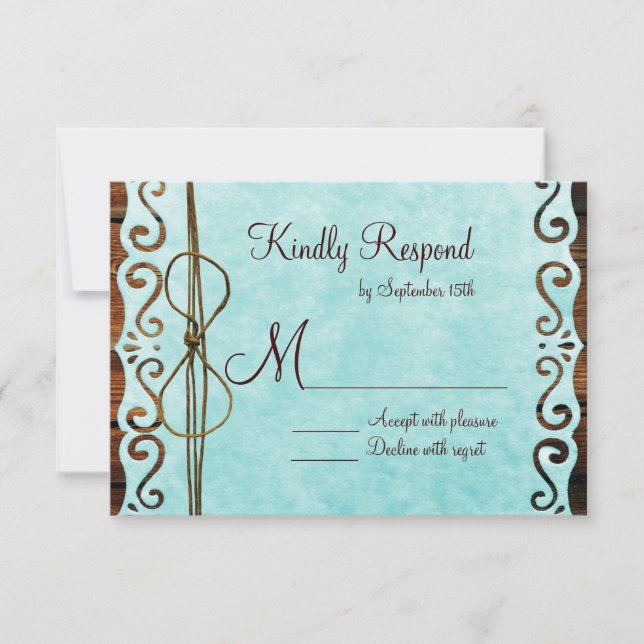 Barn Wood Papier Vintage Mariage Turquoise Cartes  (Devant)