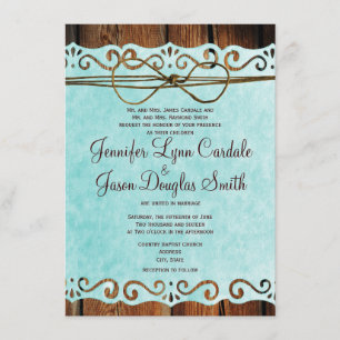 Barn Wood Papier Vintage Turquoise Invitations de 
