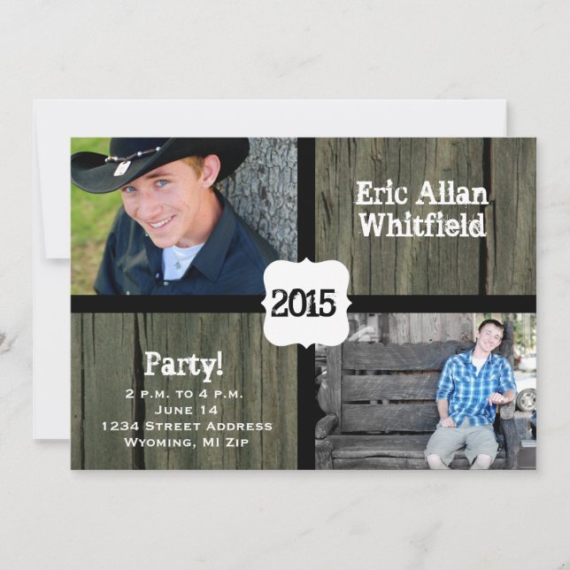 Barn Wood Photo Graduation Faire-part Invitation (Devant)