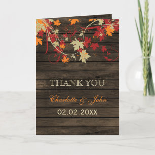 Barn Wood Rustic Herbstlaubs Hochzeit Vielen Dank Dankeskarte