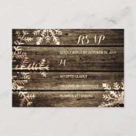 Barn Wood Snowflakes Rustikale Winter Hochzeit UAW RSVP Karte