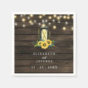 Barn Wood String Lights Sonnenblumen Hochzeit Serviette