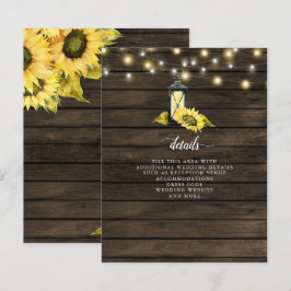 Barn Wood String Lights Sonnenblumen LaternenWeddi Begleitkarte