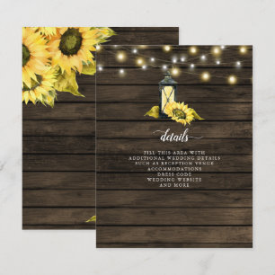 Barn Wood String Lights Sonnenblumen LaternenWeddi Begleitkarte