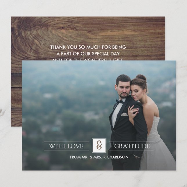 Barn Wood Wedding danke Ihnen Foto Cards (Vorne/Hinten)
