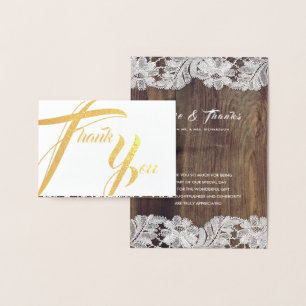 Barn Wood White Lace Wedding Vielen Dank Folienkarte