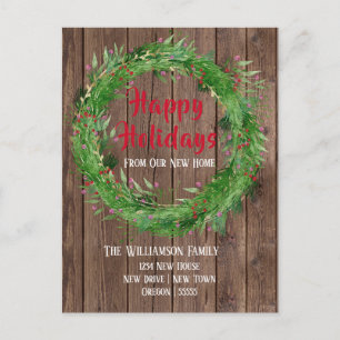 Barn Wood Winter Greenery Neue Zuhause Happy Holid Postkarte